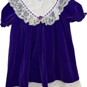 🌟 Vintage Little Princess Purple Velvet Dress – Size 3 – Made in Canada 🌟